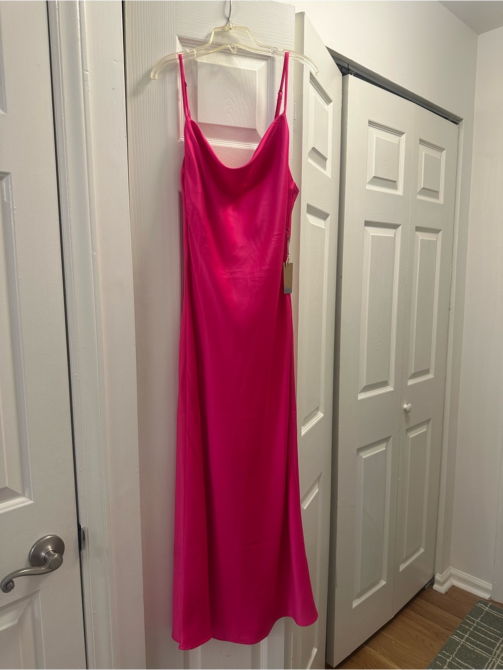 Forever 21 Hot Pink Satin Maxi Slip Dress